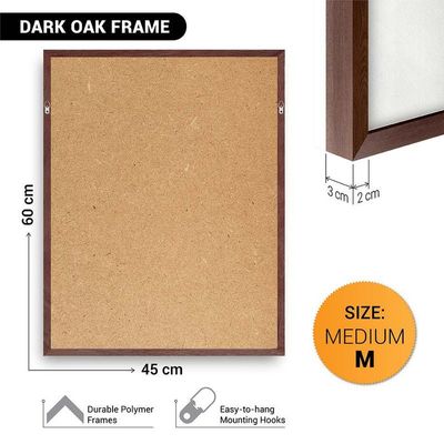 Framed Islamic Wall Art of Kabah, Holy Kabaah Painting, Wall Decor for Living Room and Bedroom, Framed Fine Art L3xW45xH60 - Dark Oak Frame
