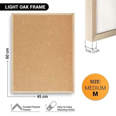 Framed Islamic Wall Art of Madinah Mosque, Masjid un Nabawi Painting, Wall Decor for Living Room and Bedroom, Framed Fine Art L3xW45xH60 - Light Oak Frame