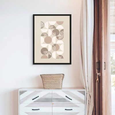 Framed Boho Islamic Wall Art of Arabic Calligraphy Islamic Decor for Home, Boho Shapes Wall Art, Minimal Modern Islamic Wall Decor for Home & Office, Arabic Calligraphy Abstract Art, Framed Fine Art L3xW75xH100 - Black Frame
