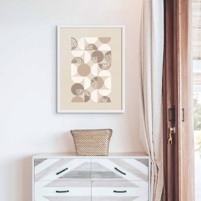 Framed Boho Islamic Wall Art of Arabic Calligraphy Islamic Decor for Home, Boho Shapes Wall Art, Minimal Modern Islamic Wall Decor for Home & Office, Arabic Calligraphy Abstract Art, Framed Fine Art L3xW60xH80 - White Frame