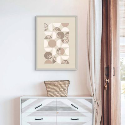 Framed Boho Islamic Wall Art of Arabic Calligraphy Islamic Decor for Home, Boho Shapes Wall Art, Minimal Modern Islamic Wall Decor for Home & Office, Arabic Calligraphy Abstract Art, Framed Fine Art L3xW45xH60 - Silver Frame