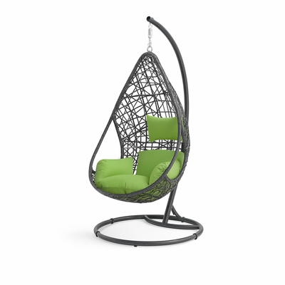 Waterdrop Waterproof Rattan Outdoor Hanging Egg Swing Chair with Stand & Breathable Cushion