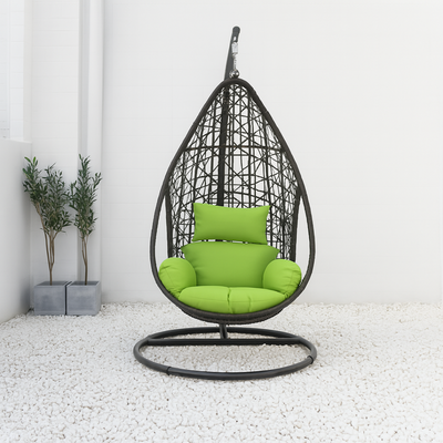 Waterdrop Waterproof Rattan Outdoor Hanging Egg Swing Chair with Stand & Breathable Cushion