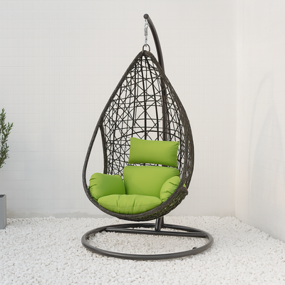 Waterdrop Waterproof Rattan Outdoor Hanging Egg Swing Chair with Stand & Breathable Cushion