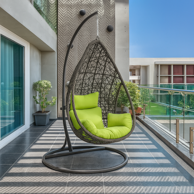 Waterdrop Waterproof Rattan Outdoor Hanging Egg Swing Chair with Stand & Breathable Cushion