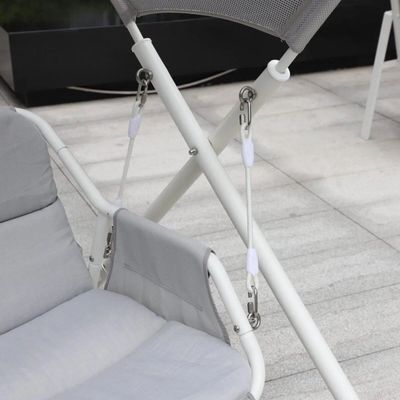 Wooden Twist Hammock Swing for Outdoor & Indoor Use Sun Shade Design Curved Mesh Canopy (Grey)