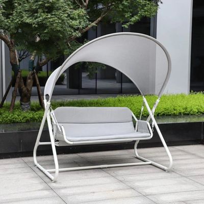 Wooden Twist Hammock Swing for Outdoor & Indoor Use Sun Shade Design Curved Mesh Canopy (Grey)