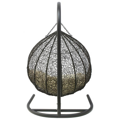Wooden Twist Hanging Egg Swing Chair with Stand Egg Chair Wicker Indoor Outdoor Hammock Egg Chair with Cushions 550lbs for Patio, Bedroom, Garden and Balcony