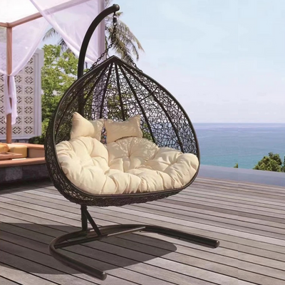 Hanging Egg Swing Chair with Stand Egg Chair Wicker Indoor Outdoor Hammock Egg Chair with Cushions 550lbs for Patio, Bedroom, Garden and Balcony