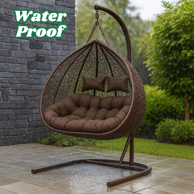 Styloo Hanging Egg Swing Chair with Stand, Wicker Hammock with Cushion, 550lbs Capacity, Outdoor Patio, Garden, and Balcony Relaxing Chair ( Brown )