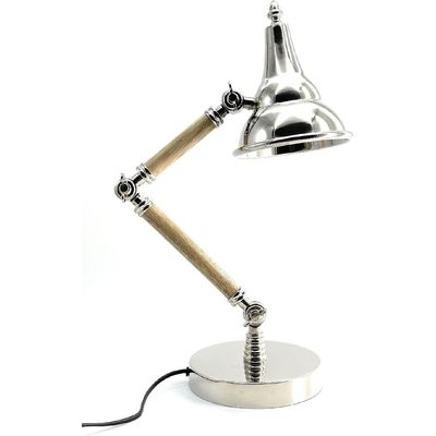 Wooden Metal Swing Arm Desk Lamp Base Classic Architect Study Table Lamp Multi Joint Adjustable Arm (Bedside Desk Lamp)