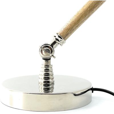 Wooden Metal Swing Arm Desk Lamp Base Classic Architect Study Table Lamp Multi Joint Adjustable Arm (Bedside Desk Lamp)
