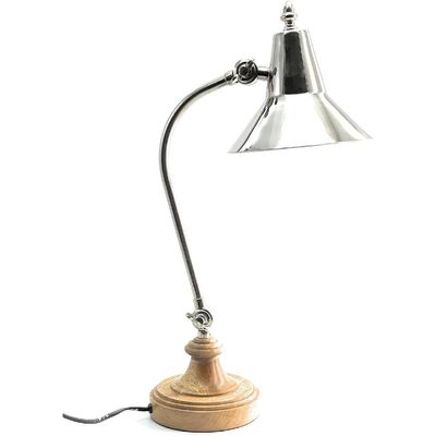 Wooden Metal Swing Arm Desk Lamp Base Classic Architect Study Table Lamp Multi Joint Adjustable Arm (Bedside Desk Lamp)