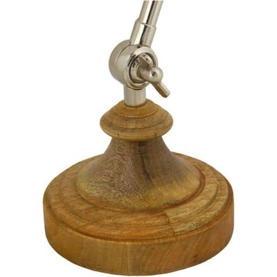 Wooden Metal Swing Arm Desk Lamp Base Classic Architect Study Table Lamp Multi Joint Adjustable Arm (Bedside Desk Lamp)