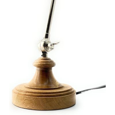 Wooden Metal Swing Arm Desk Lamp Base Classic Architect Study Table Lamp Multi Joint Adjustable Arm (Bedside Desk Lamp)
