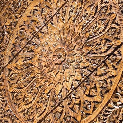 Wall Decor Hand Carved Mandala Wall  Art Panel  For Office Living Room  Bedroom Decoration , Home Decor Rustic  Frame Wall Art In 3 Pieces Carved Mdf Boho Wall Decor Panel 120 X120 Cm 
