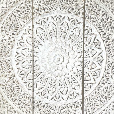 Wall Decor Hand Carved Mandala Wall  Art Panel  For Office Living Room  Bedroom Decoration , Home Decor Rustic  Frame Wall Art In 3 Pieces Carved Mdf Boho Wall Decor Panel 120 X120 Cm 
