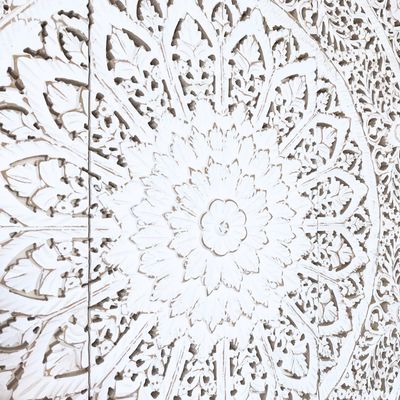 Wall Decor Hand Carved Mandala Wall  Art Panel  For Office Living Room  Bedroom Decoration , Home Decor Rustic  Frame Wall Art In 3 Pieces Carved Mdf Boho Wall Decor Panel 120 X120 Cm 