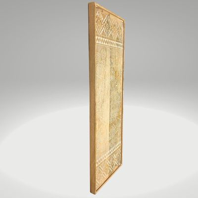 Wall Decor Hand Carved Mandala Wall  Art Panel  For Office Living Room  Bedroom Decoration , Home Decor Rustic  Frame Wall Art In 1 Pc Carved Wood Boho Wall Decor Panel 92 X 30 Cm 