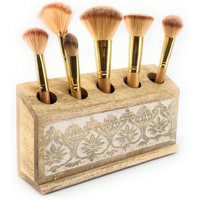 Makeup Brushes  Holder Skincare Organizer Stand  - Makeup Organizer Dressing Table Organiser Wooden Bathroom  Brushes Holder , Paint Brushes, Pens, Desk  & Vanity Organizer