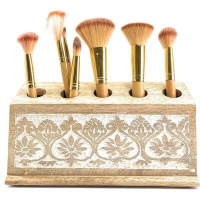 Makeup Brushes  Holder Skincare Organizer Stand  - Makeup Organizer Dressing Table Organiser Wooden Bathroom  Brushes Holder , Paint Brushes, Pens, Desk  & Vanity Organizer
