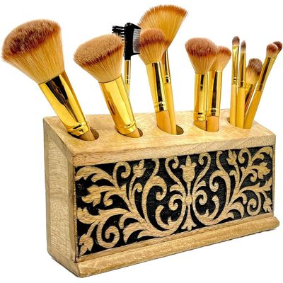 Makeup Brushes  Holder Skincare Organizer Stand  - Makeup Organizer Dressing Table Organiser Wooden Bathroom  Brushes Holder , Paint Brushes, Pens, Desk  & Vanity Organizer
