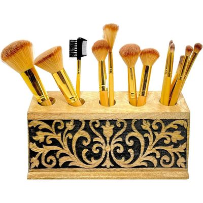 Makeup Brushes  Holder Skincare Organizer Stand  - Makeup Organizer Dressing Table Organiser Wooden Bathroom  Brushes Holder , Paint Brushes, Pens, Desk  & Vanity Organizer