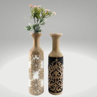 Home Decor Vase Set 2 Small Flower Vases, Floral Pots For Dried Flowers ,Living Room, Table Decoration .Flower Pots, Plant Pots, Indoor Planters  Boho Tray, Planter Pots