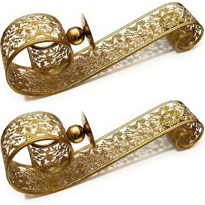 Arabic Candle Holder Wall Mount Set Of 2 |Moraccan Style Entrance Outdoor & Indoor Entrance Dining Room|Golden Metal Embosed Floral Cutwork 