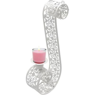 Arabic Candle Holder Wall Mount Set Of 2 |Moraccan Style Entrance Outdoor & Indoor Entrance Dining Room|Ivory White Metal Embosed Floral Cutwork 