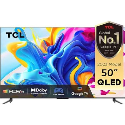  Tcl 50 Inch 4K Qled Google Tv | Hands-Free Voice Control | Dolby Vision & Atmos | Game Master | Hdr 10+ | Quantum Dot | Wide Colour Gamut |50C645 (2023 Model)