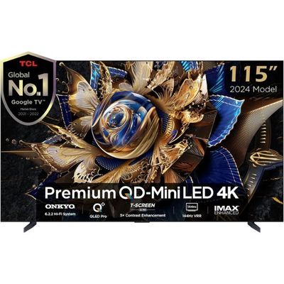 Tcl 115 Inch Tv| 4K Qd-Mini Led| Google Tv| Dolby Vision Iq Hdr 98% Dci-P3| 5000Nits 20000+Local Dimming Zones 144Hz Vrr+240Hz Dlg- Quantum Dot Pro| Aipq 3.0 Engine-Hdr10+| 115X955-Max