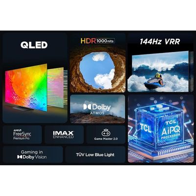 Tcl Television 55 Inch Smart Tv 4K Qled Hdr Ultra Hd | 32Gb Rom | Game Master 2.0 Dolby Vision | Google Tv | Iq-Atmos Hdr 1000 Nits Imax Enhanced 144Hz Vrr 55C745
