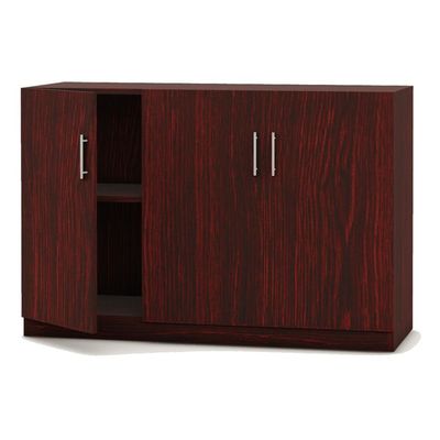 Mahmayi Modern 3 Door Credenza Versatile Storage Solution Furniture with 2 Shelves Stylish Credenza for Living Room, Office and Home Decor - Dark Walnut