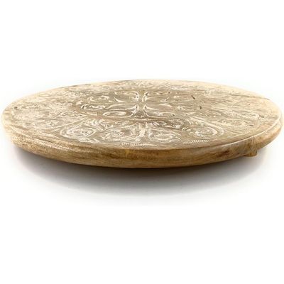 Cake Stand , Serving Tray ,Christmas Plates ,Serving Platter Wooden - Cake Serving Plate Stand Wooden Tray Bamboo  Tray Organizer 40Cm Round 