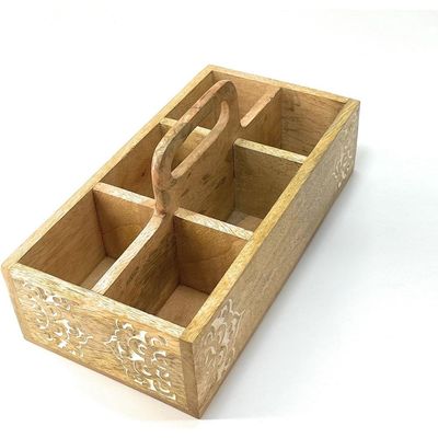 Coffee Station Organizer Wooden Coffee Bar Organizer For Kitchen Countertop, Tea Bags Organizer Cutlery Organizer Box Storage   Wooden Tray – Perfume Organizer Container With Compartments 