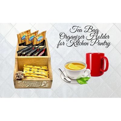 Coffee Station Organizer Wooden Coffee Bar Organizer For Kitchen Countertop, Tea Bags Organizer Cutlery Organizer Box Storage   Wooden Tray – Perfume Organizer Container With Compartments 