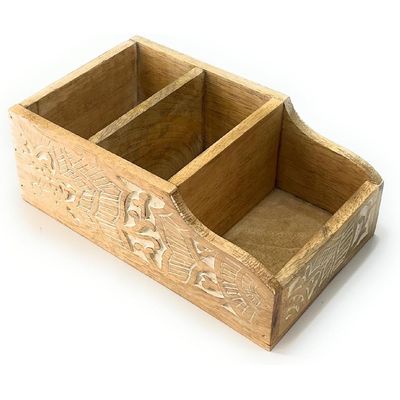 Coffee Station Organizer Wooden Coffee Bar Organizer For Kitchen Countertop, Tea Bags Organizer Cutlery Organizer Box Storage   Wooden Tray – Perfume Organizer Container With Compartments 