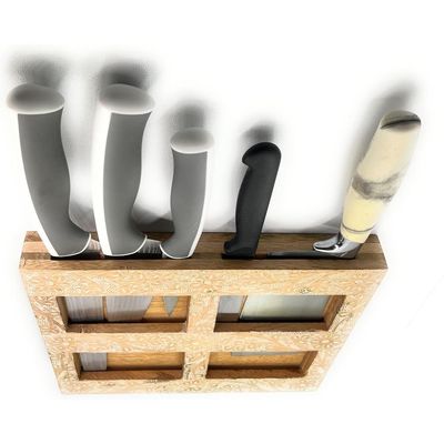 Kitchen Knife Block Wooden Knife Holder Rack Wall Mount Display Stand  Multifunctional Kitchen Storage Bamboo  Cutlery  Organizer Kitchen Keep All Knife Set For Kitchen At One Place 