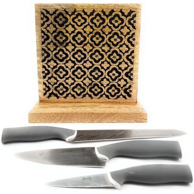 Kitchen Knife Block Wooden Knife Holder Rack  Display Stand  Multifunctional Kitchen Storage Bamboo  Cutlery  Organizer Kitchen Keep All Knife Set For Kitchen Dining At One Place 