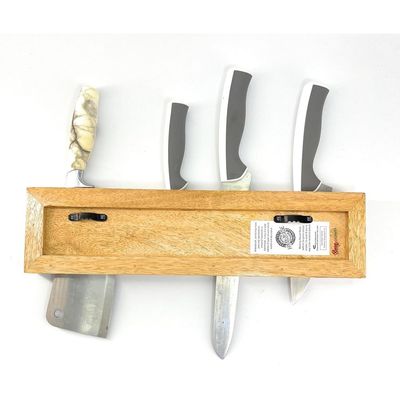 Kitchen Knife Block Wooden Knife Holder Rack Wall Mount Display Stand  Multifunctional Kitchen Storage Bamboo  Cutlery  Organizer Kitchen Keep All Knife Set For Kitchen At One Place 
