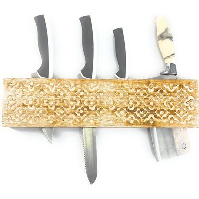 Kitchen Knife Block Wooden Knife Holder Rack Wall Mount Display Stand  Multifunctional Kitchen Storage Bamboo  Cutlery  Organizer Kitchen Keep All Knife Set For Kitchen At One Place 