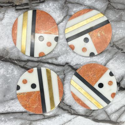 Coaster Set 4 Pcs Handmade Color Marble | Coffee Mug Non Rubber Non Rustic Drink For Tabletop Protection |Suitable For All Kinds Of Cups & Glass | Serving Accessories Tea At Office Dining Table | Gifts & Decoration Coaster Semi Precious Stone Inlay
Coaster Set 4 Pcs Handmade Color Marble | Coffee Mug Non Rubber Non Rustic Drink For Tabletop Protection |Suitable For All Kinds Of Cups & Glass | Serving Accessories Tea At Office Dining Table | Gifts & Decoration Coaster Semi Precious Stone Inlay