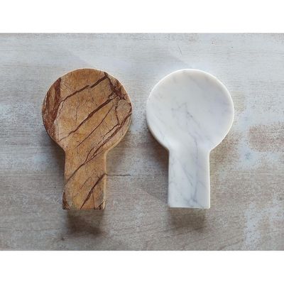 Spoon Rest Natural White Marble| Cooking Spoons Holder For Countertop| Dining Table & Kitchen Utility Organiser & Accessories | Spoon Shape