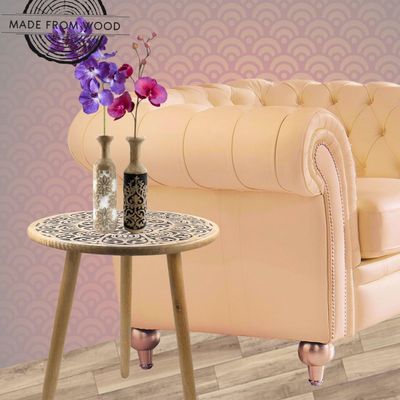 Side  Table , Nightstands, End  Table , Chic Round  Table, Wooden  Table Small Table-Ideal For Office Living Room & Bedroom For Small Space-3 Legged Solid Wood Black-48 Cm H X 48Cm D