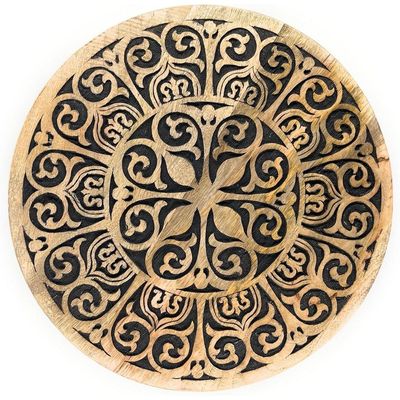 Side  Table , Nightstands, End  Table , Chic Round  Table, Wooden  Table Small Table-Ideal For Office Living Room & Bedroom For Small Space-3 Legged Solid Wood Black-48 Cm H X 48Cm D