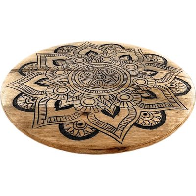 Side  Table , Nightstands, End  Table , Chic Round  Table, Wooden  Table Small Table-Ideal For Office Living Room & Bedroom For Small Space-3 Legged Solid Wood Black-48 Cm H X 48Cm D