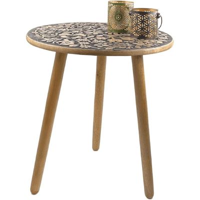 Side  Table , Nightstands, End  Table , Chic Round  Table, Wooden  Table Small Table-Ideal For Office Living Room & Bedroom For Small Space-3 Legged Solid Wood Black-48 Cm H X 48Cm D