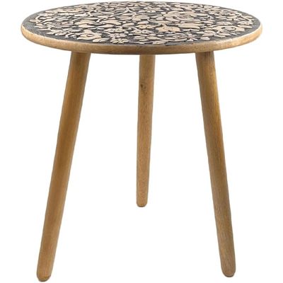 Side  Table , Nightstands, End  Table , Chic Round  Table, Wooden  Table Small Table-Ideal For Office Living Room & Bedroom For Small Space-3 Legged Solid Wood Black-48 Cm H X 48Cm D