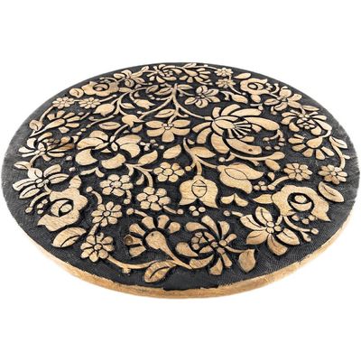 Side  Table , Nightstands, End  Table , Chic Round  Table, Wooden  Table Small Table-Ideal For Office Living Room & Bedroom For Small Space-3 Legged Solid Wood Black-48 Cm H X 48Cm D